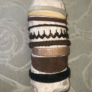 NWOT🌷BUNDLE 9 HEADBANDS🌷Black glitter, brown/tan suede, ribbon, sequins, croc